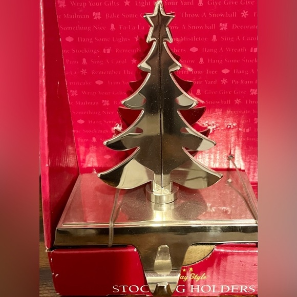 None Other - Shimmering Silver Holiday Tree Stocking Holder